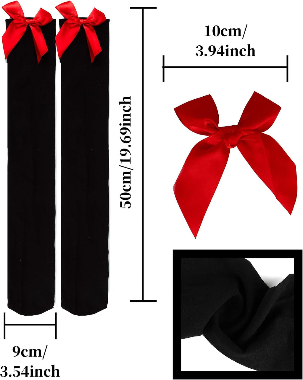 Opaque Thigh High Stockings with Bow