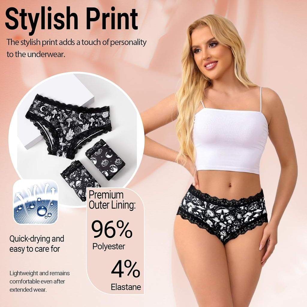 Women'S Cheeky Hipster Panties 5/6Pack Soft Comfort Lace Underwear