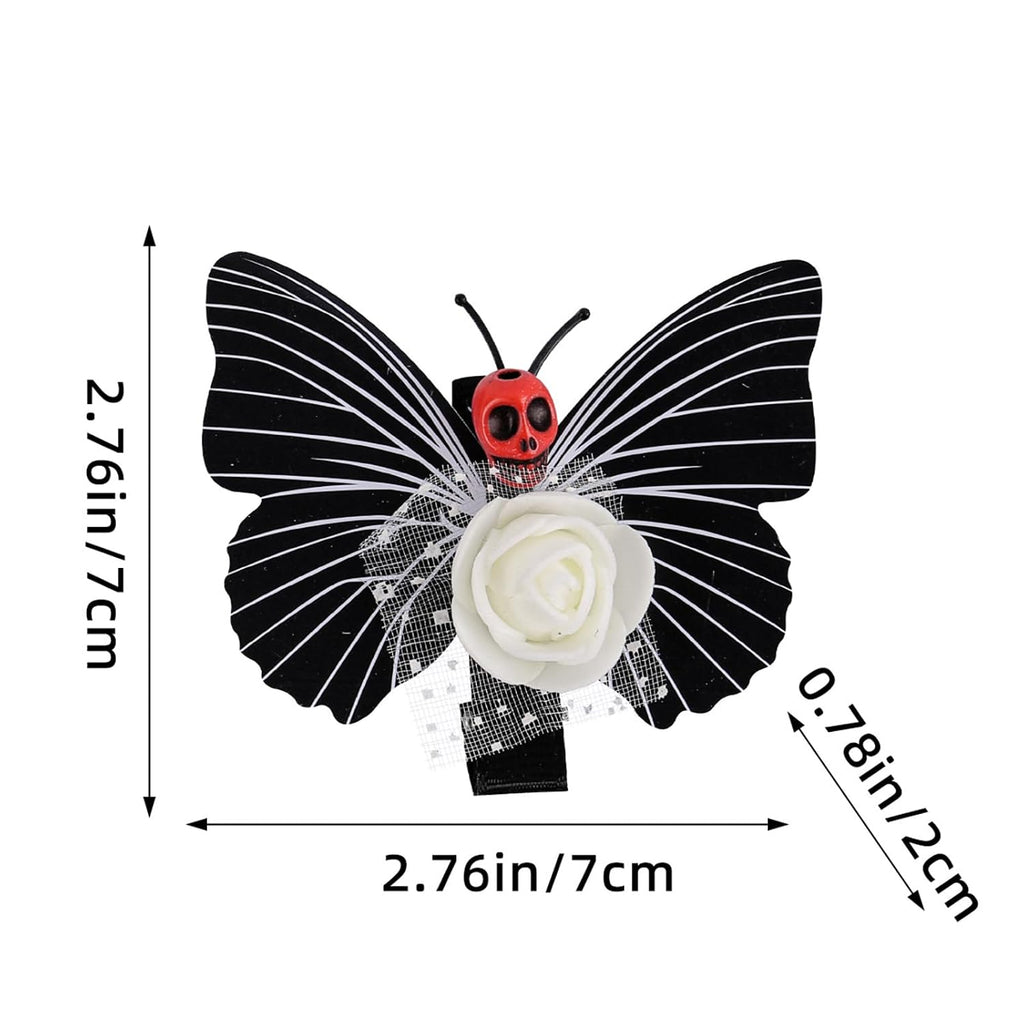 Gothic Skull Butterfly Hair Clips, 4 Piece