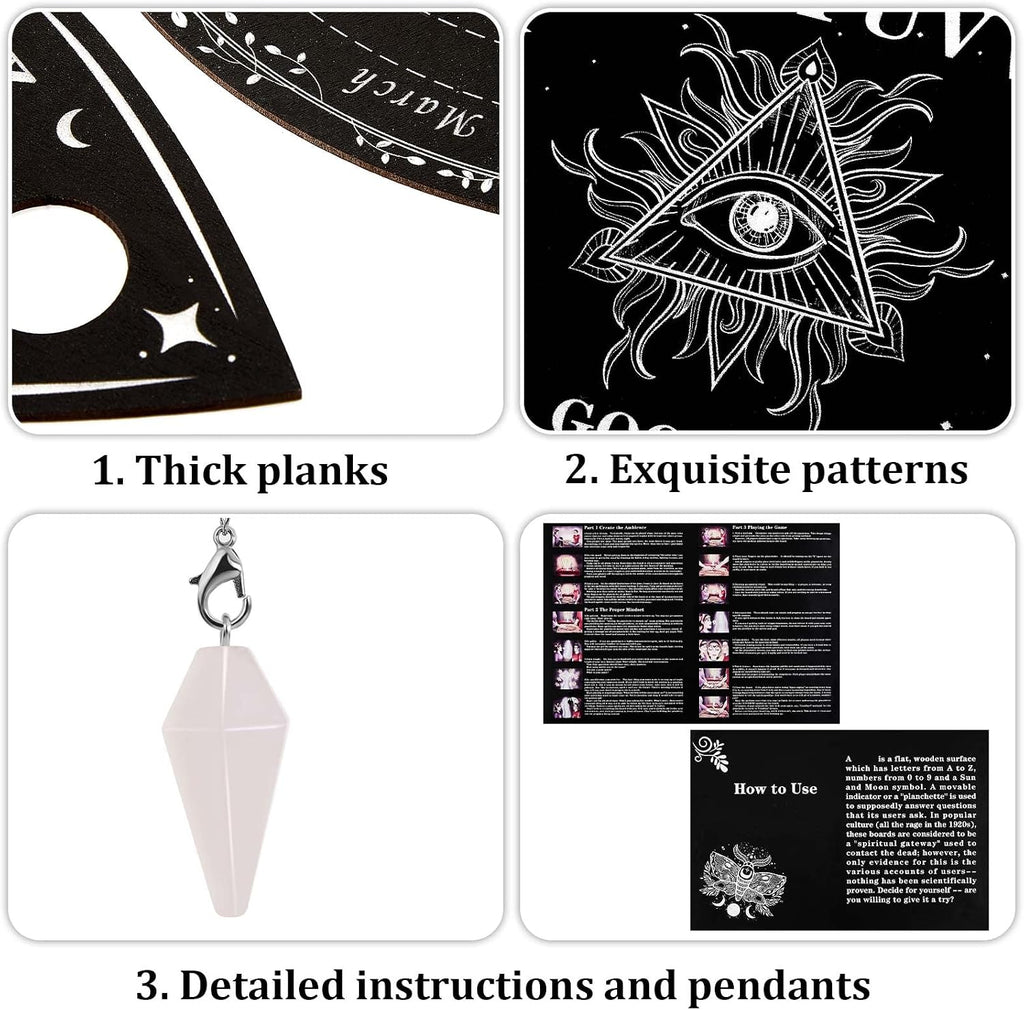 Eye Spirit Board & Crystal Pendulum Set - Black Wood