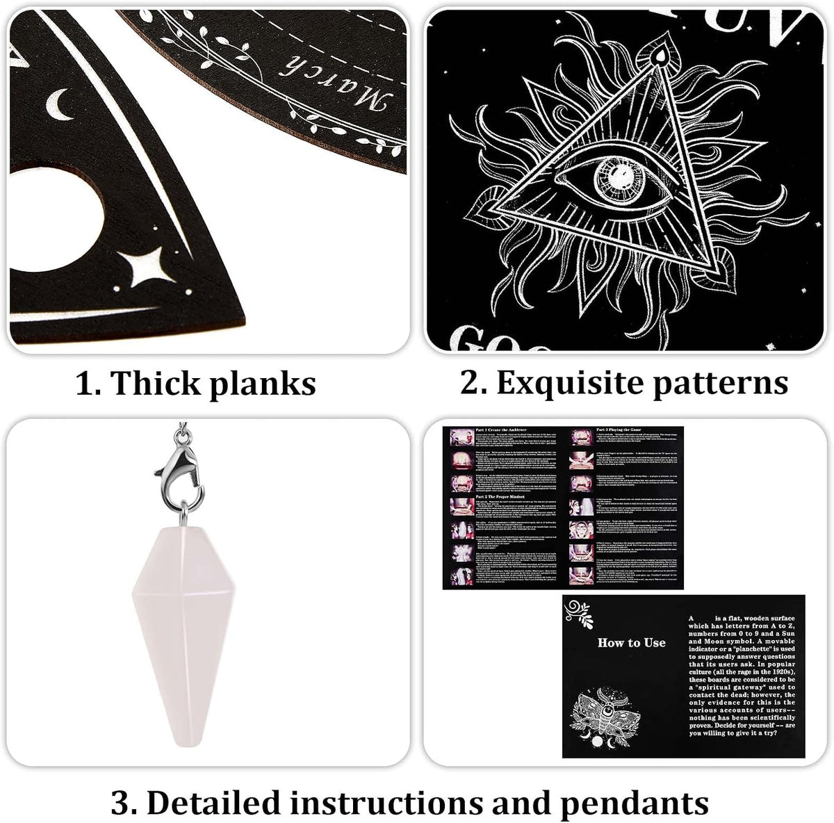 Eye Spirit Board & Crystal Pendulum Set - Black Wood