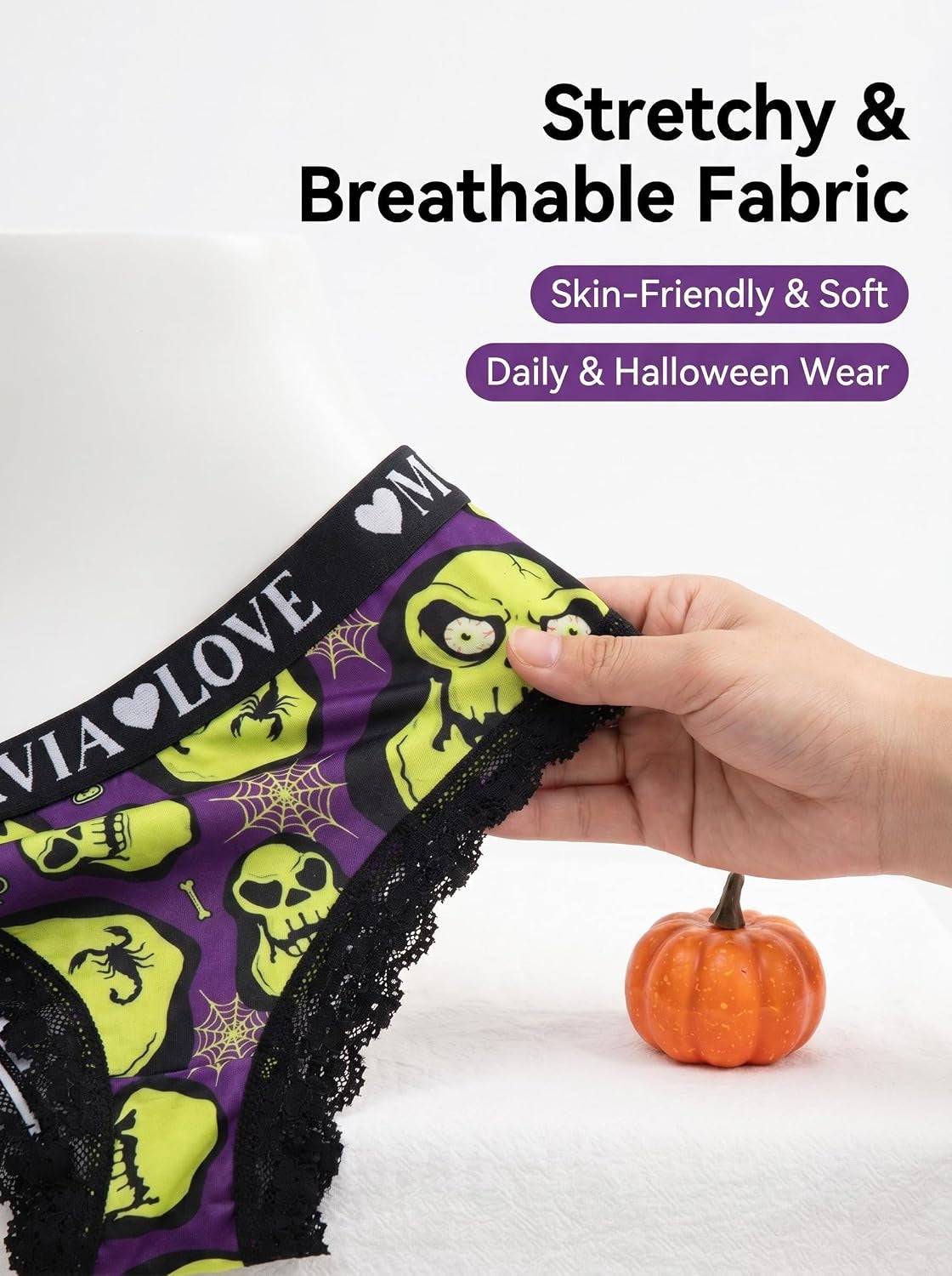 5 Pack Women'S Halloween Hipster Panties Gothic Print