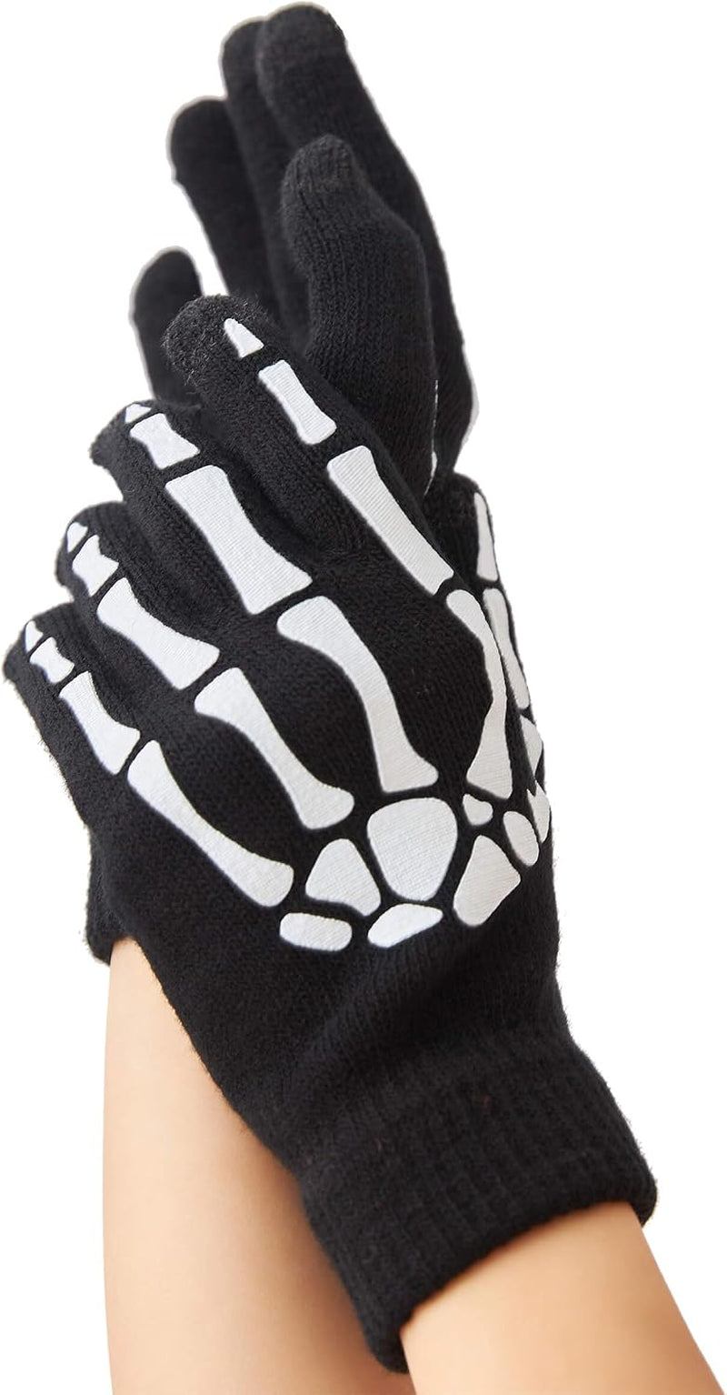 Glow in the Dark Skeleton Fingerless Gloves