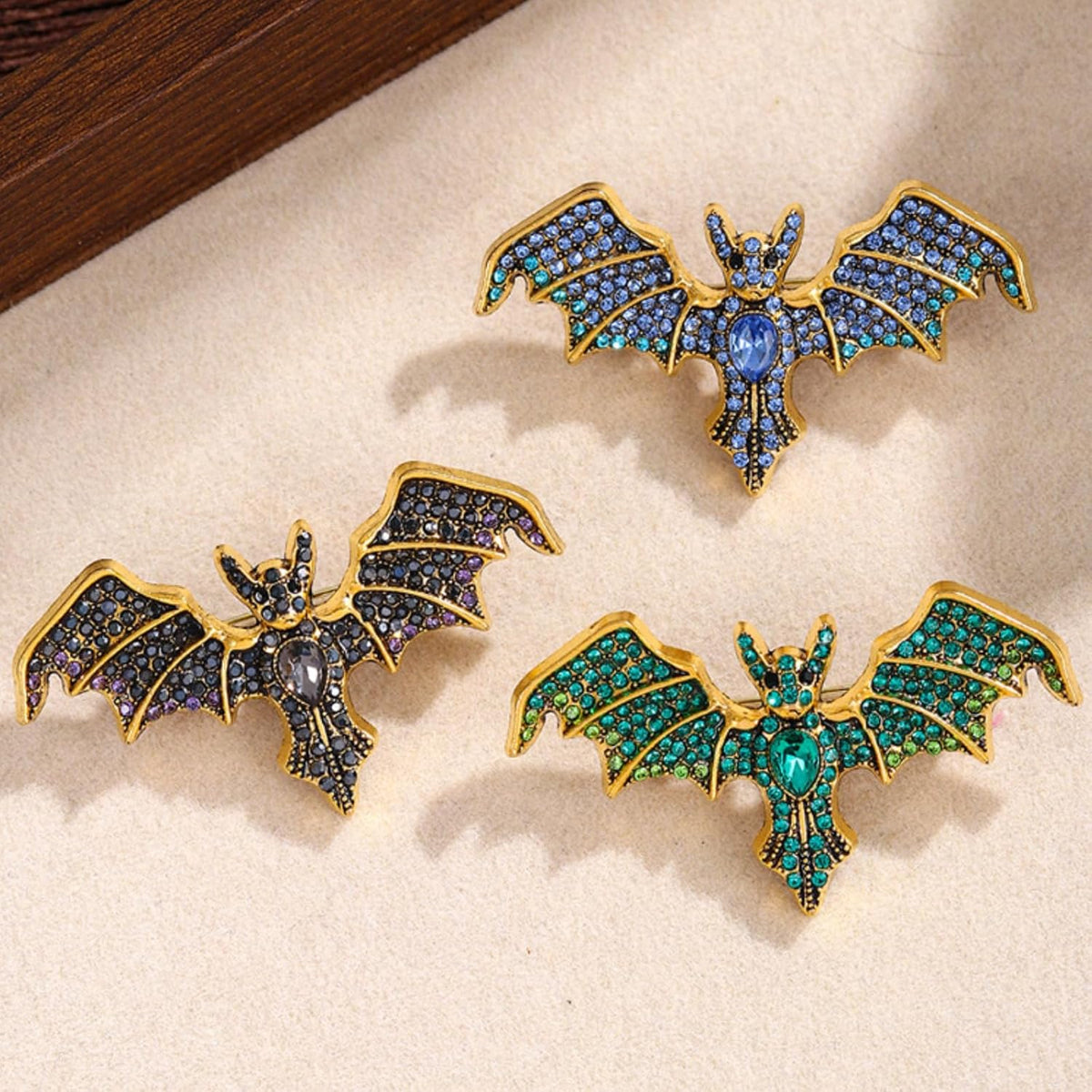 Gothic Crystal Bat Brooch