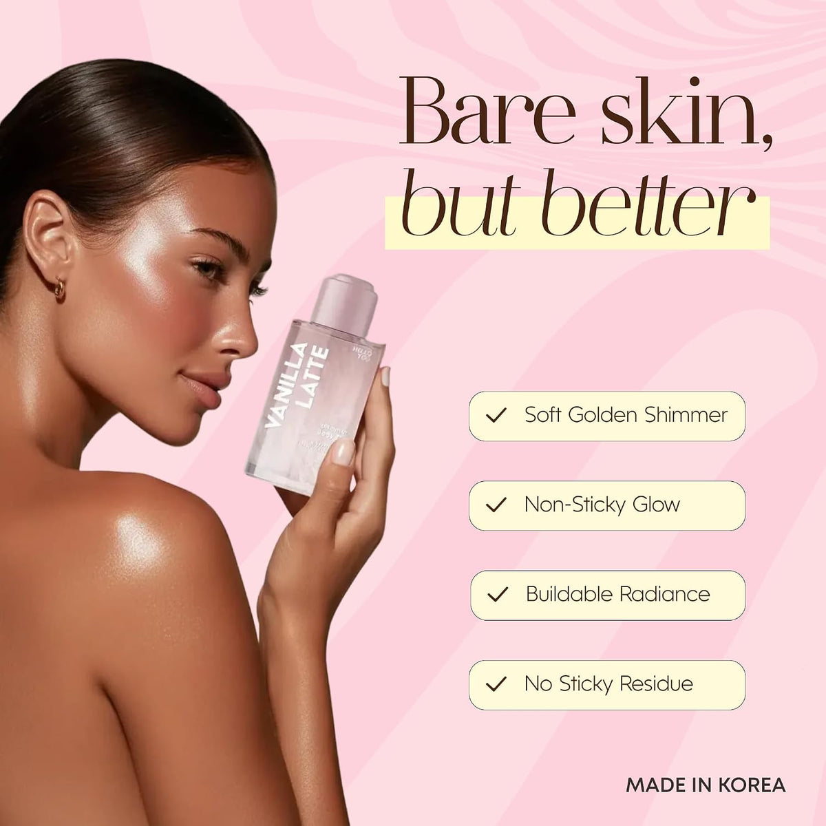 Vanilla Latte Shimmer Body Oil - Jojoba & Hyaluronic - 3.38 Oz