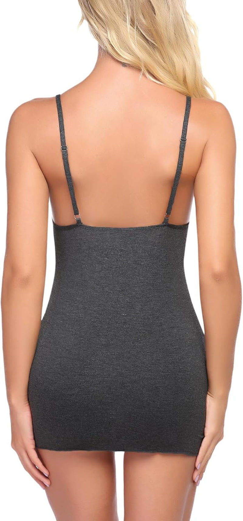 Lace Babydoll Chemise - Dark Grey, Adjustable Straps
