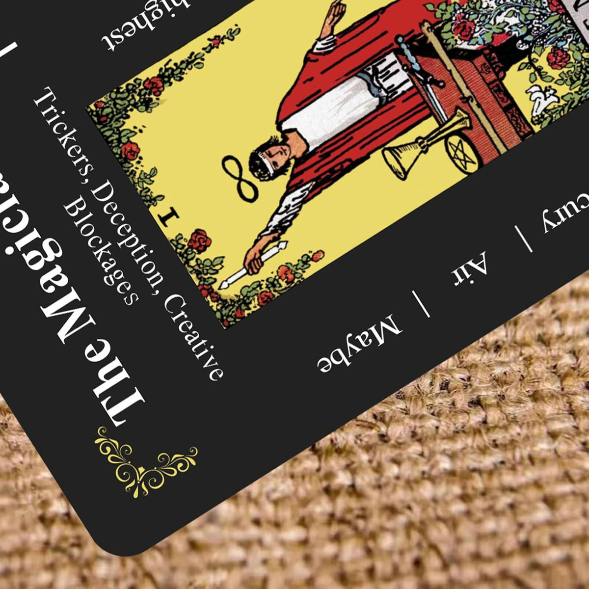 Classic Black Tarot Deck - 78 Cards with Meanings Printed on Them