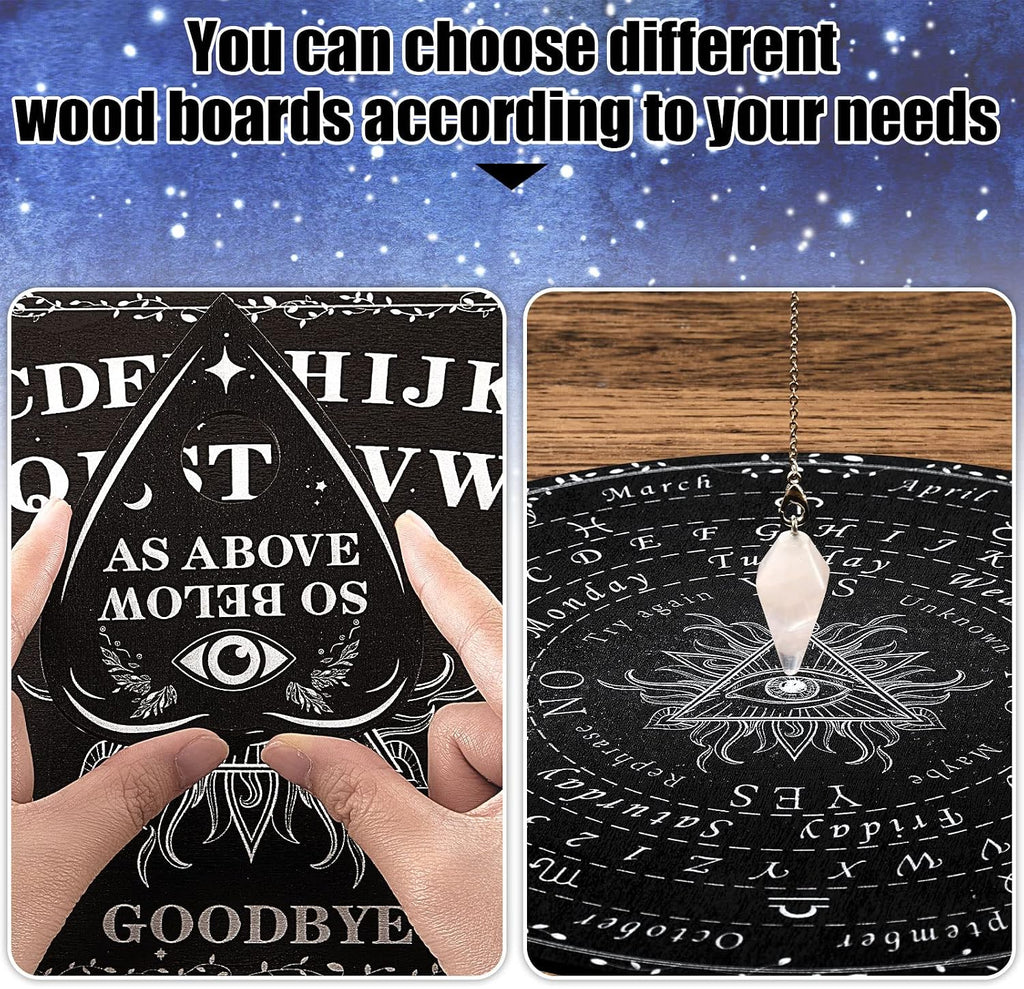Eye Spirit Board & Crystal Pendulum Set - Black Wood