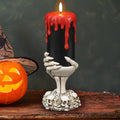 Black Flameless Candle with Skeleton Hand Holder