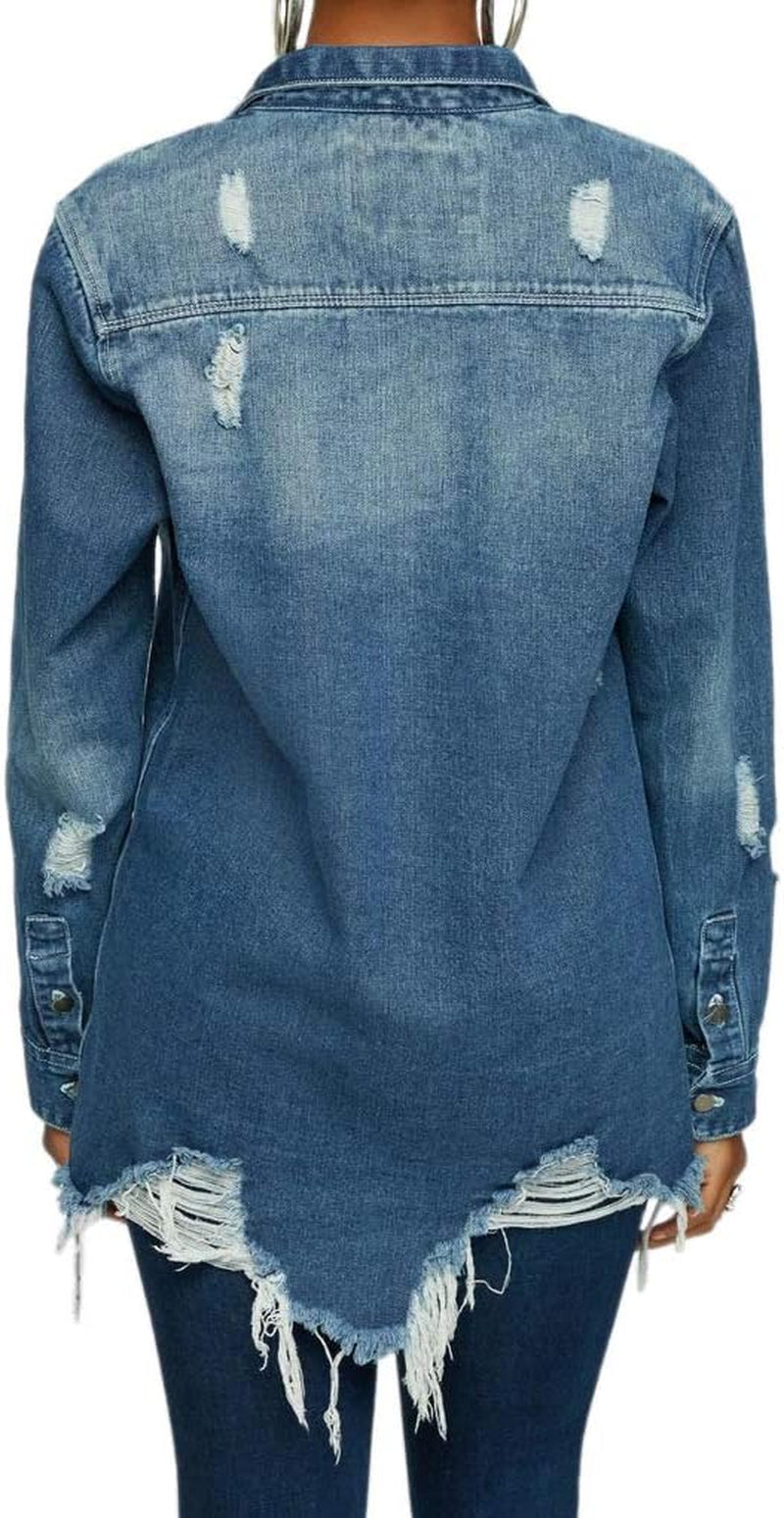 Distressed Butterfly Denim Jacket for Women