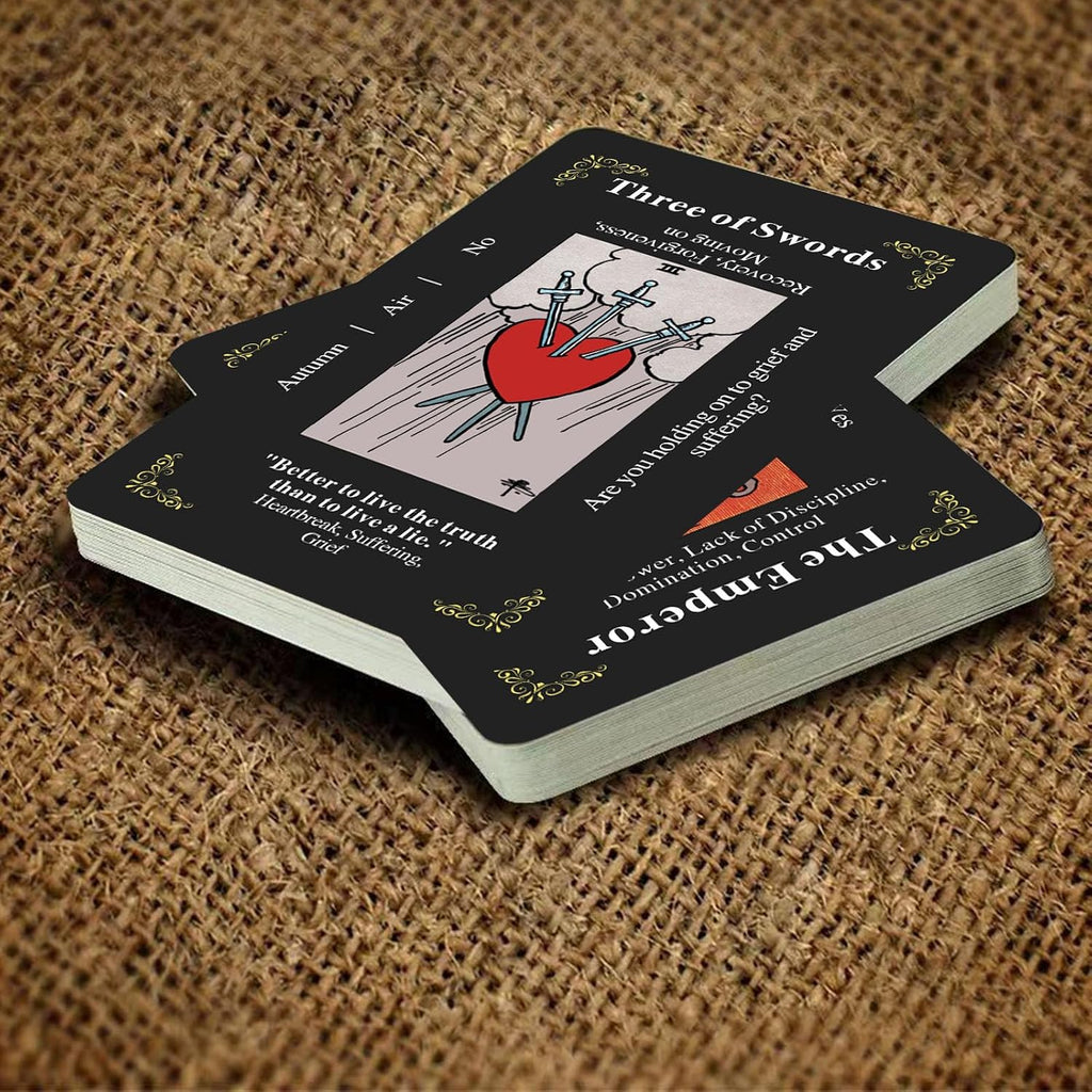 Classic Black Tarot Deck - 78 Cards with Meanings Printed on Them