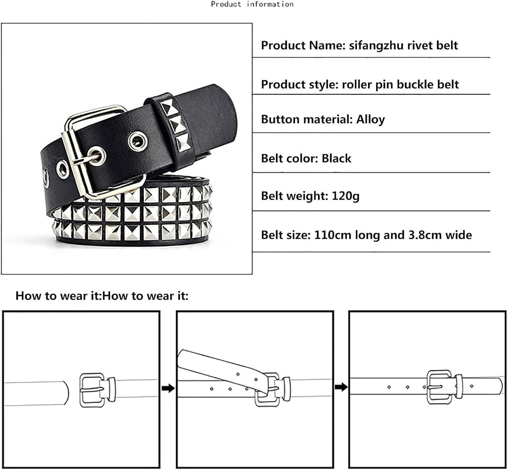 Black Pyramid Studded Punk Belt