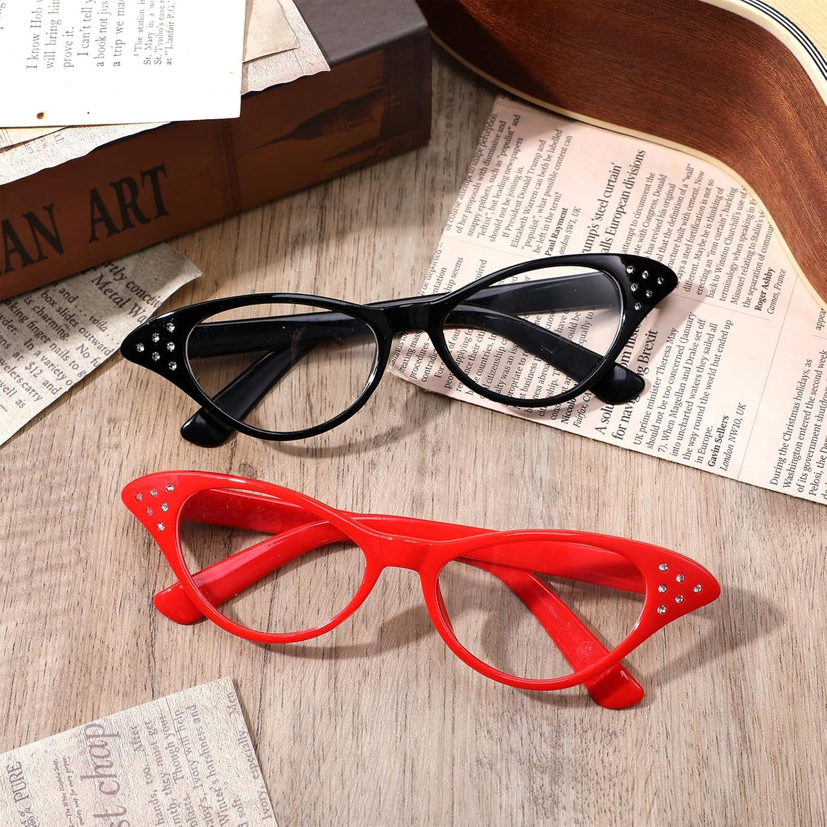 Rhinestone Cat Eye Glasses - 4 Pack
