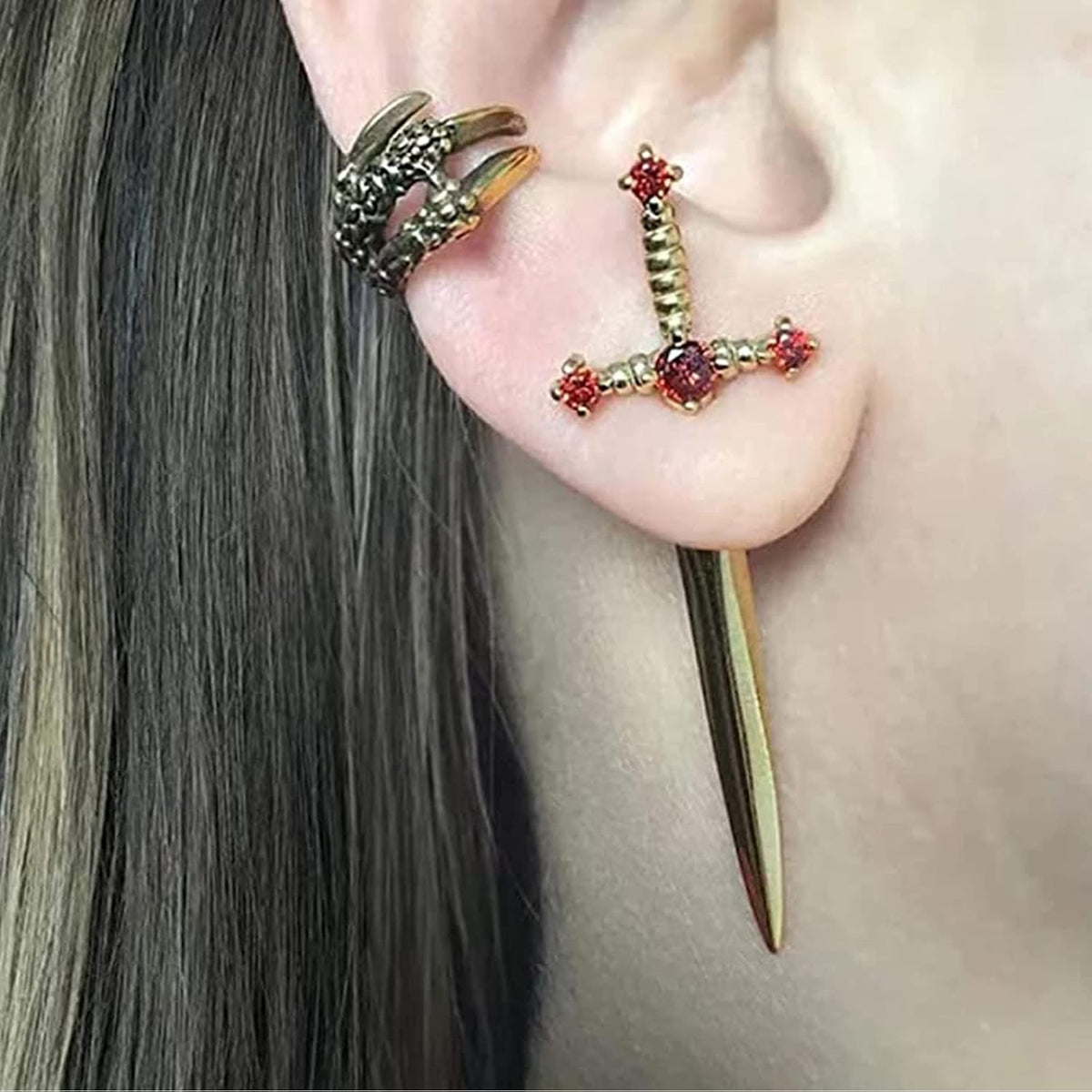 Gothic Sword Dangle Earrings
