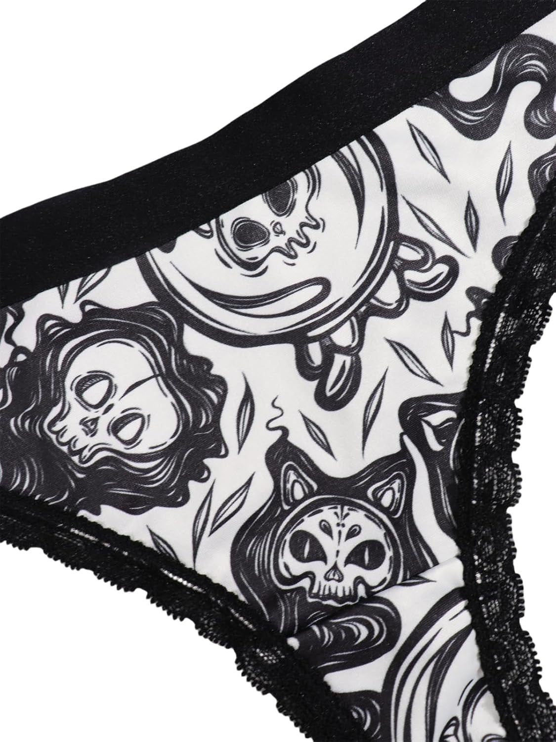 Variety of Panties Thongs Sexy Cute Chic Gothic Contrast Lace Halloween Skulls Stars Inspired Print Random Underwear