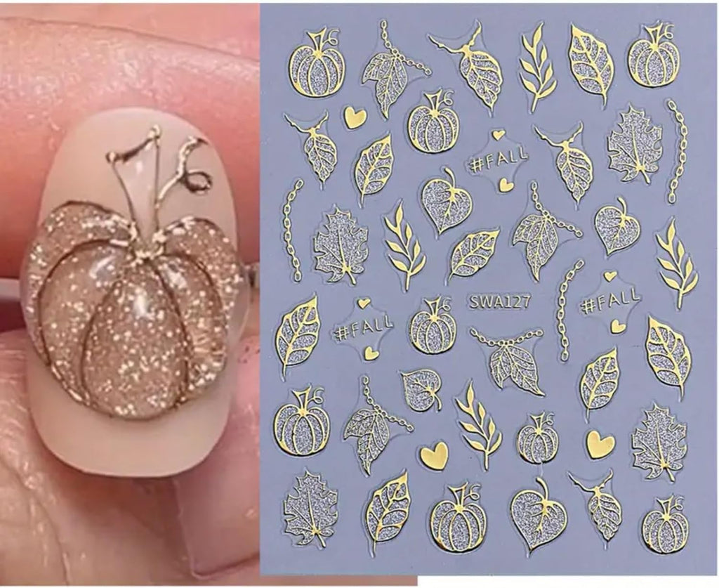 Skull and Spider Web 3D Nail Stickers, 6 Sheets