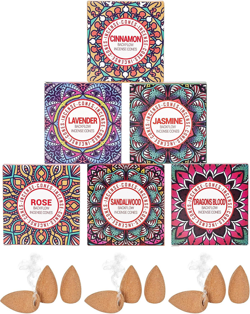 Backflow Incense Cones - 6 Scent Set