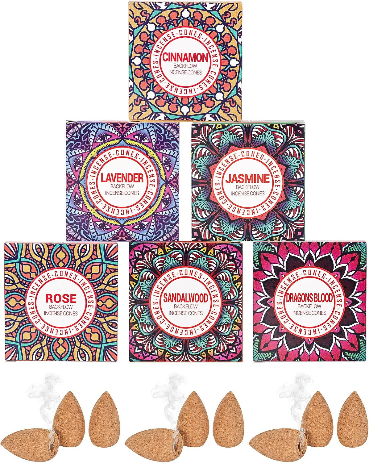 Backflow Incense Cones - 6 Scent Set