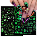 Luminous 3D Skull and Bat Nail Stickers, 6 Sheets