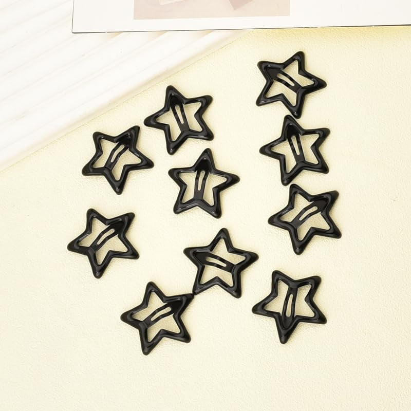 Black Metal Star Snap Hair Clips
