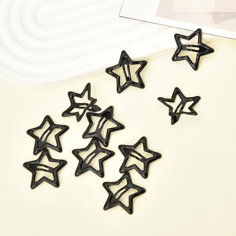 Black Metal Star Snap Hair Clips