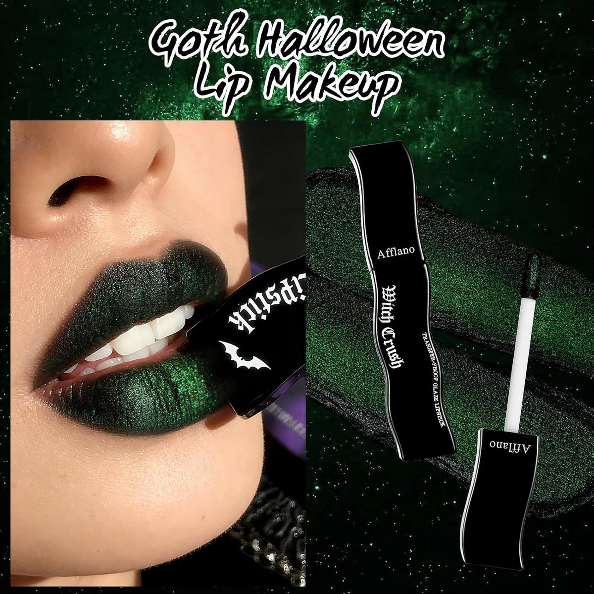 Wicked Green Shimmer Black Matte Lipstick