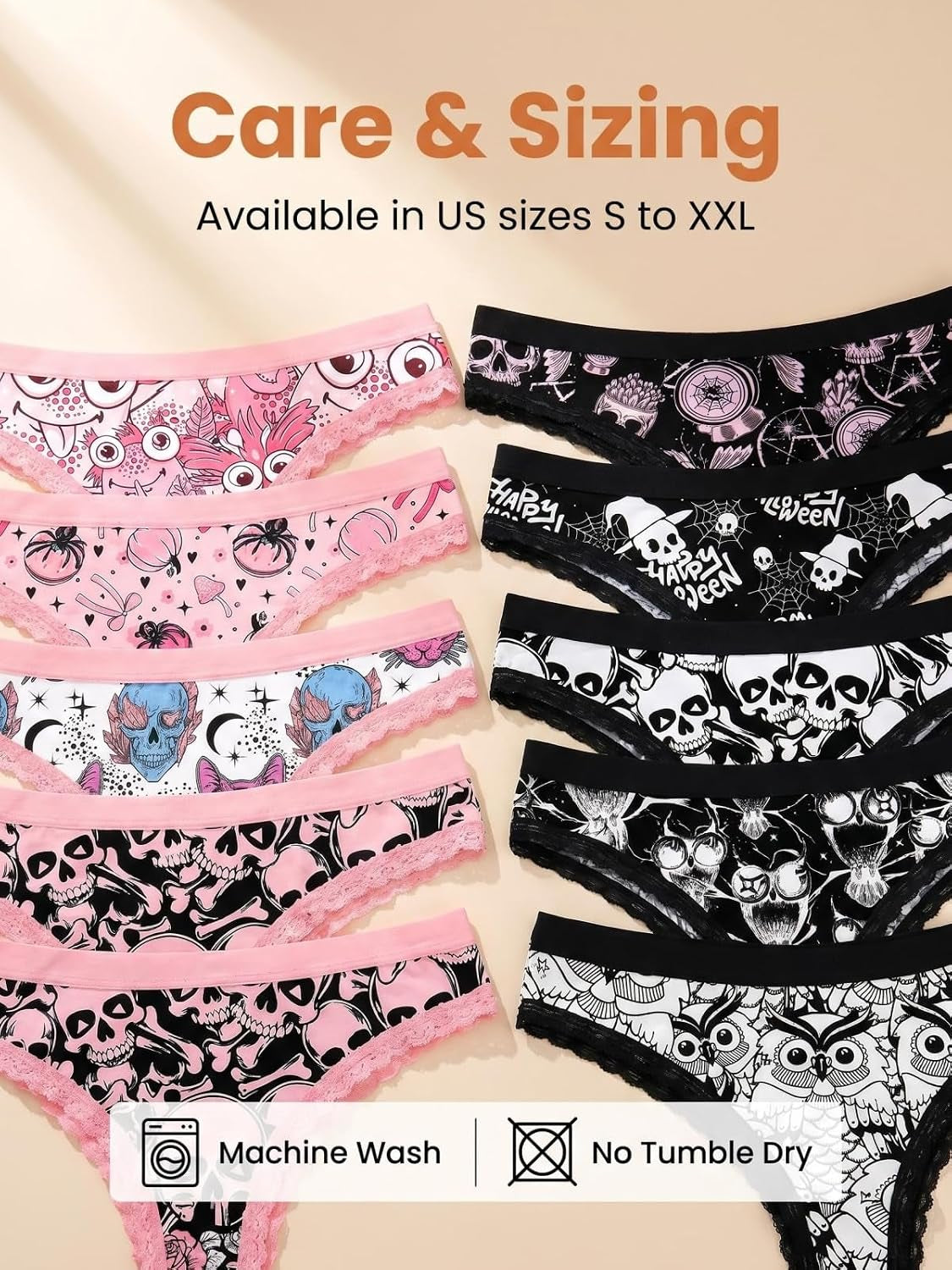 Women’S 10Pcs Variety Thongs Pack Gothic Cute Lace Trims Underwear