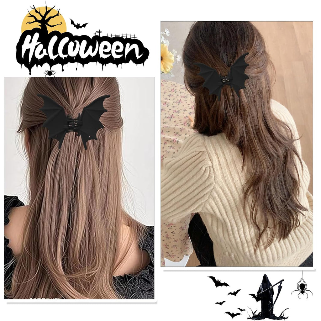 Matte Black Bat Hair Claw Clip
