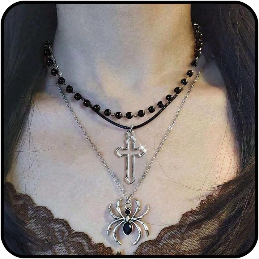 Gothic Bat, Crow and Spider Necklace Set - 3 Pack