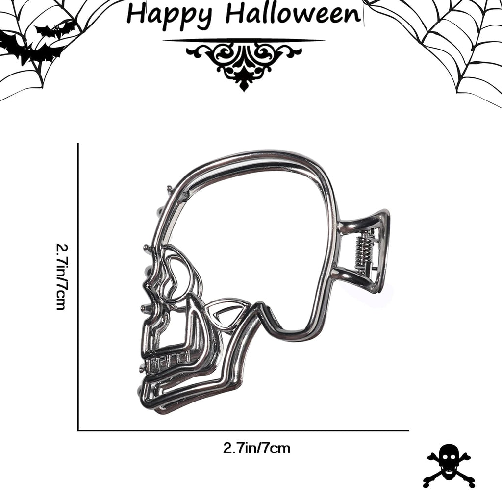 Silver & Black Skull Claw Clips - 2 Pack