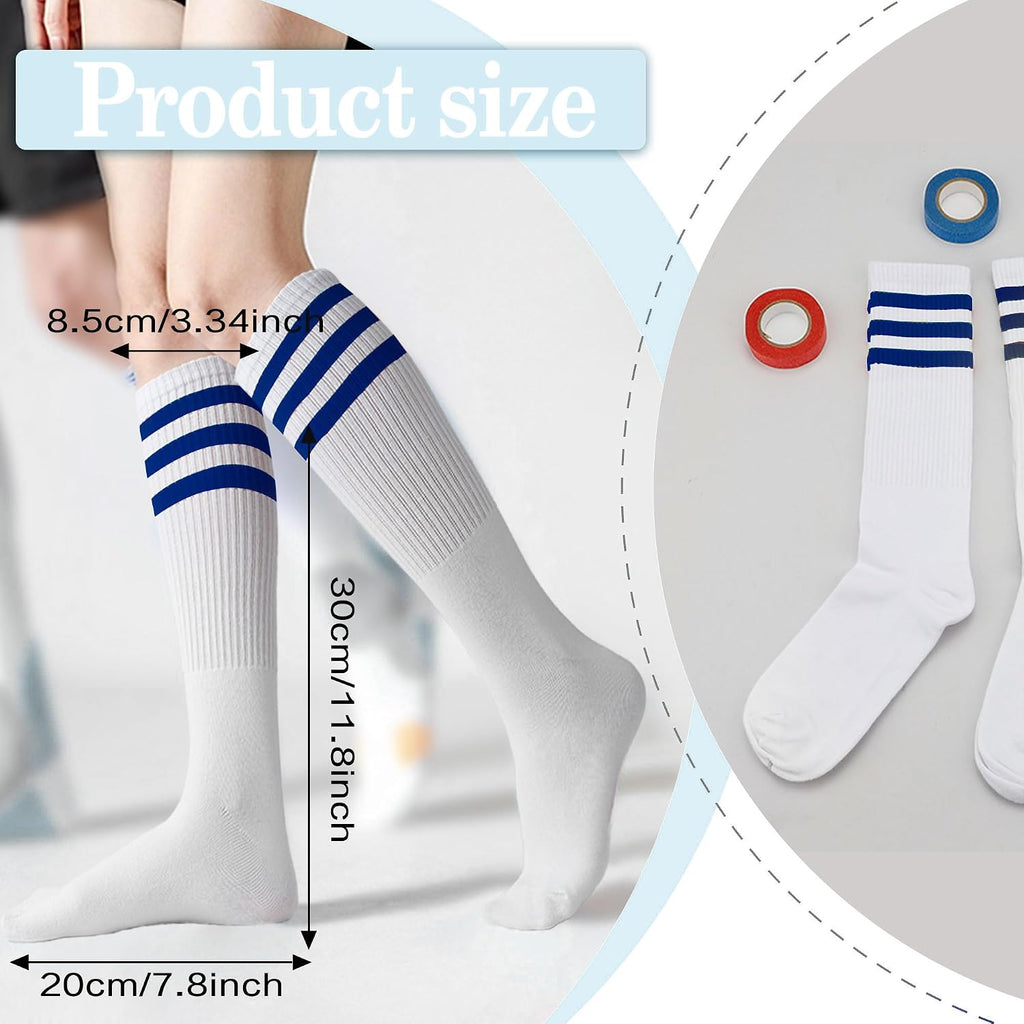 Striped Thigh High Socks - Black & White
