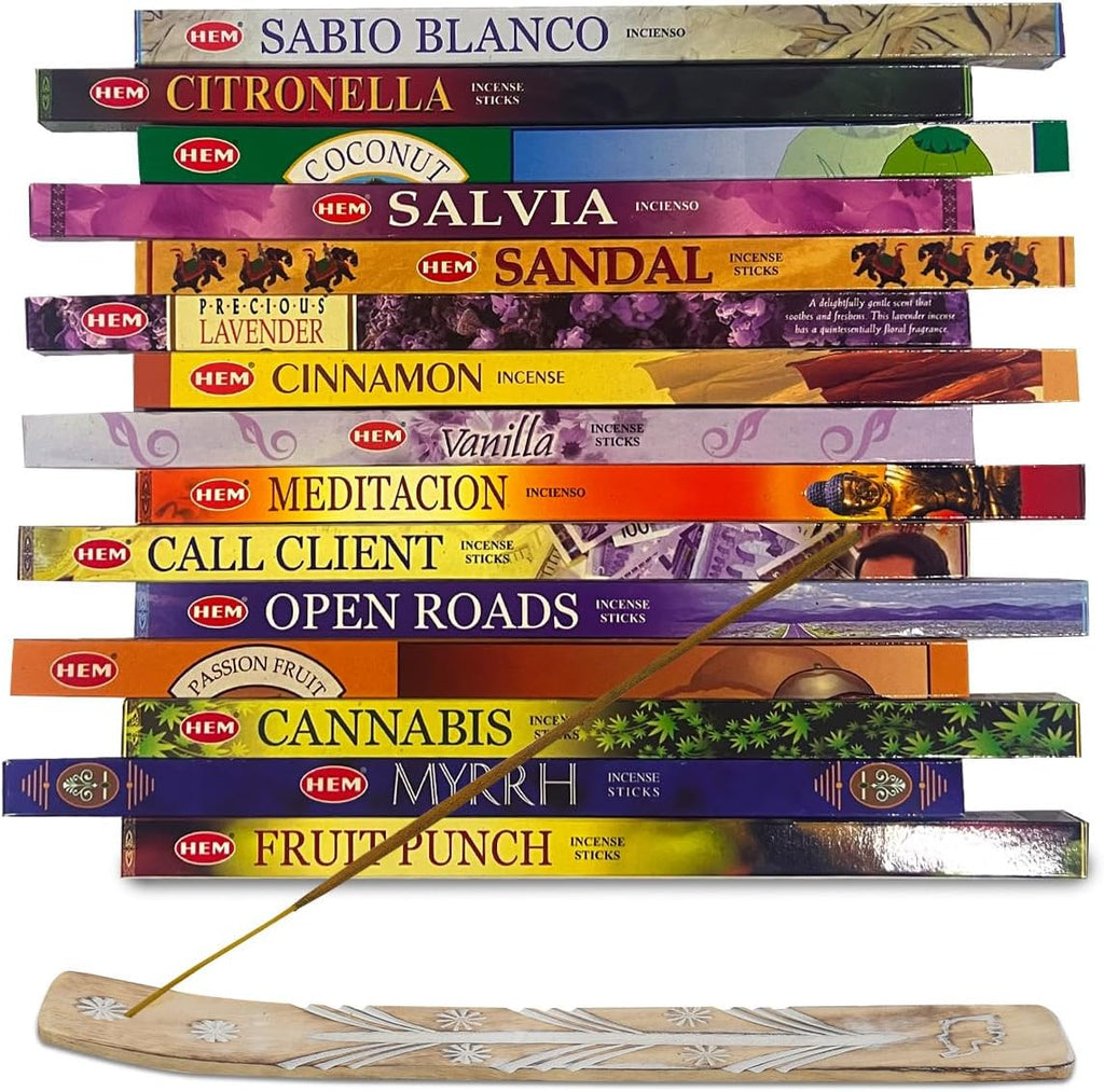 Incense Sticks Variety Set - 120 Sticks with Holder