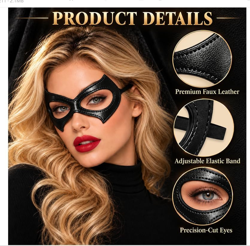 Black Cat Leather Eye Mask