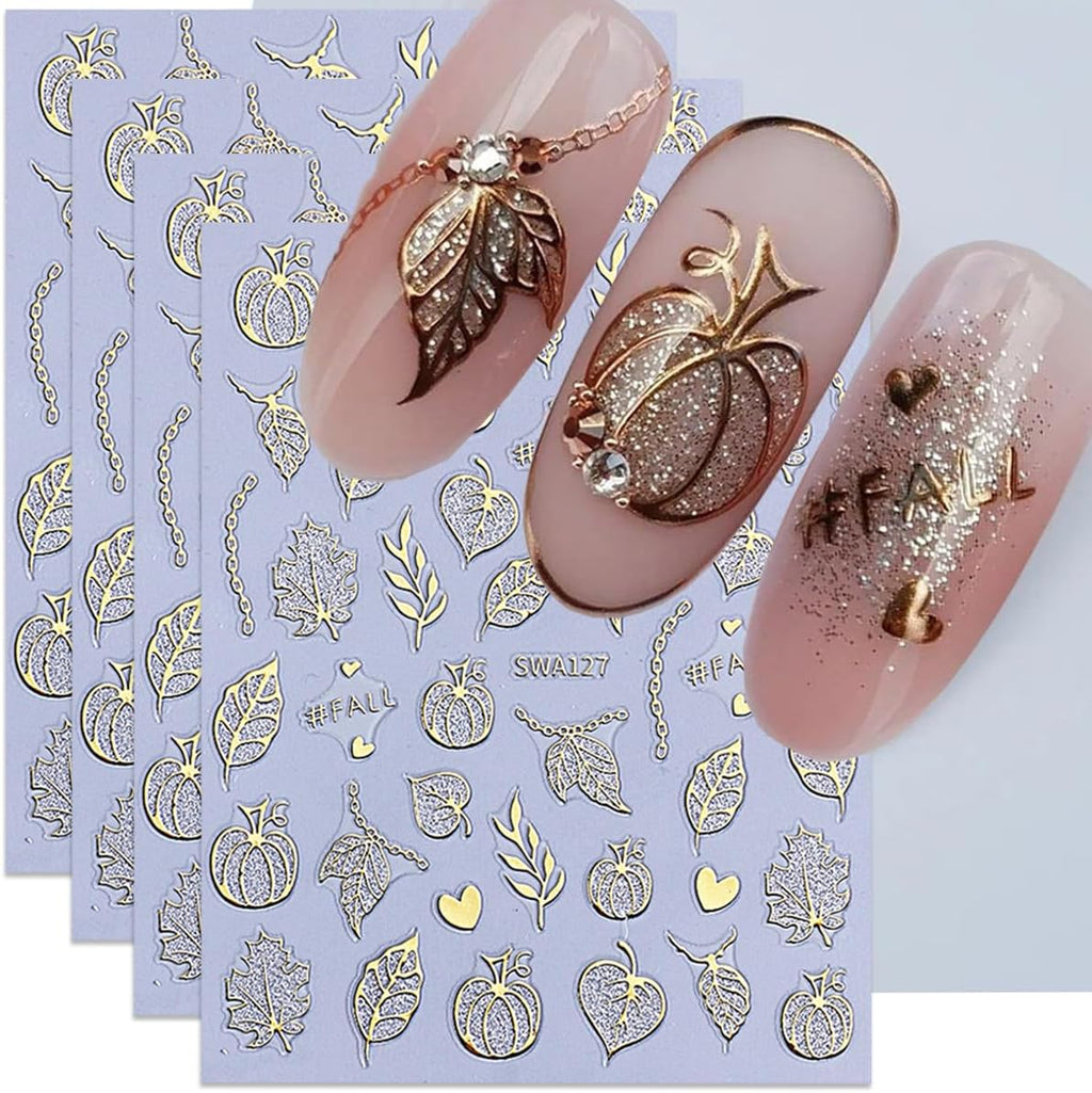 Skull and Spider Web 3D Nail Stickers, 6 Sheets