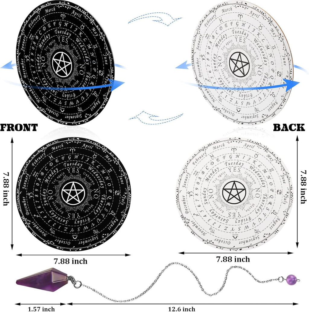 Star Spirit Board & Crystal Pendulum Set - Black Wood