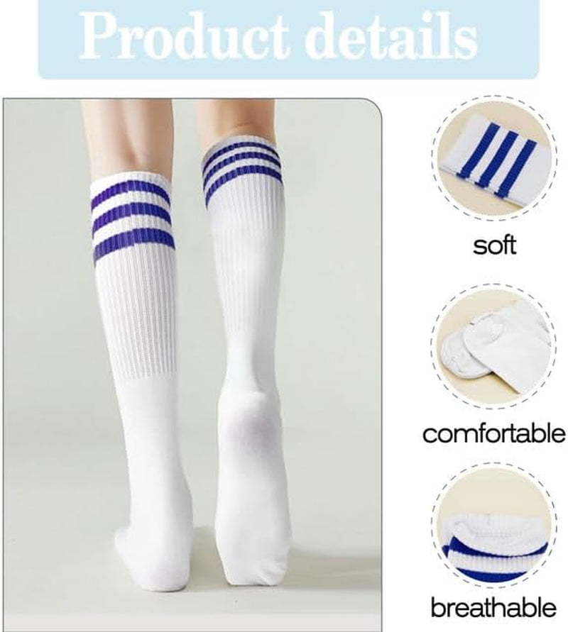 Striped Thigh High Socks - Black & White