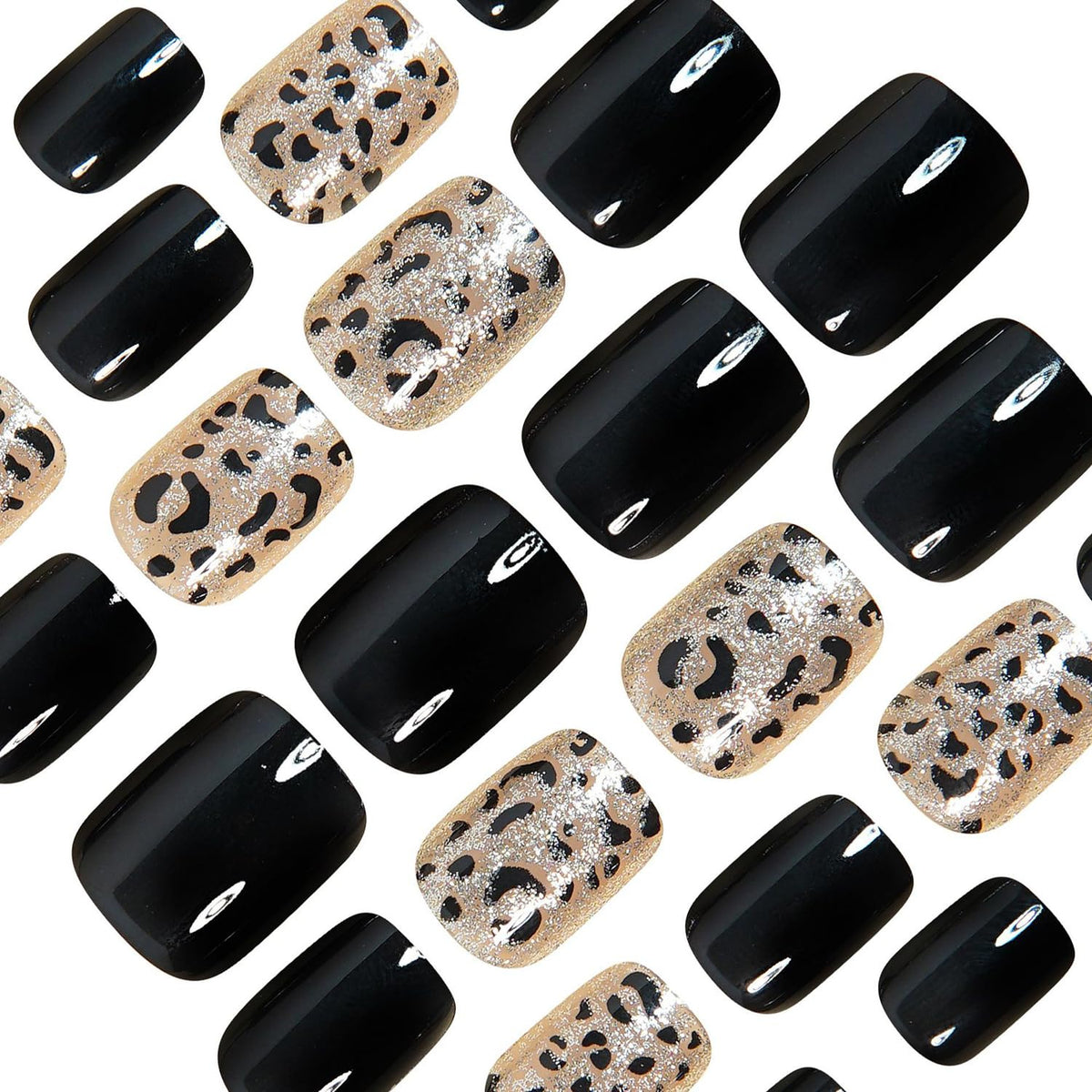 Black Glitter Leopard Press-On Nails