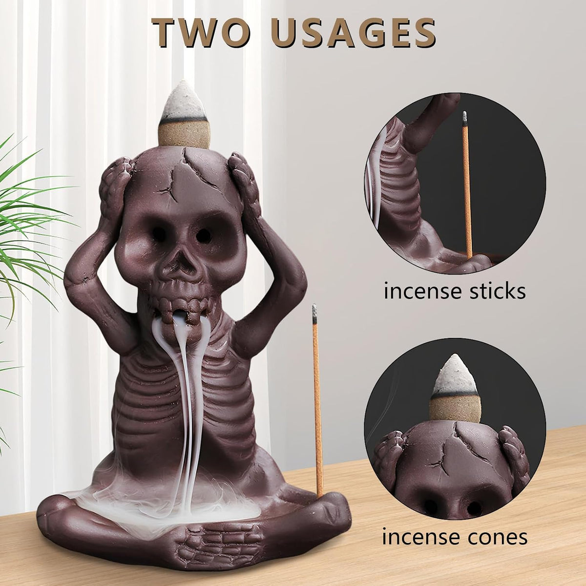 Skull Backflow Incense Burner - Ceramic