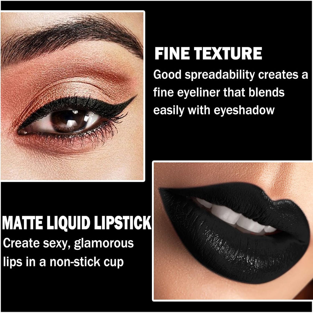 Matte Black Velvet Lipstick and Liner Set
