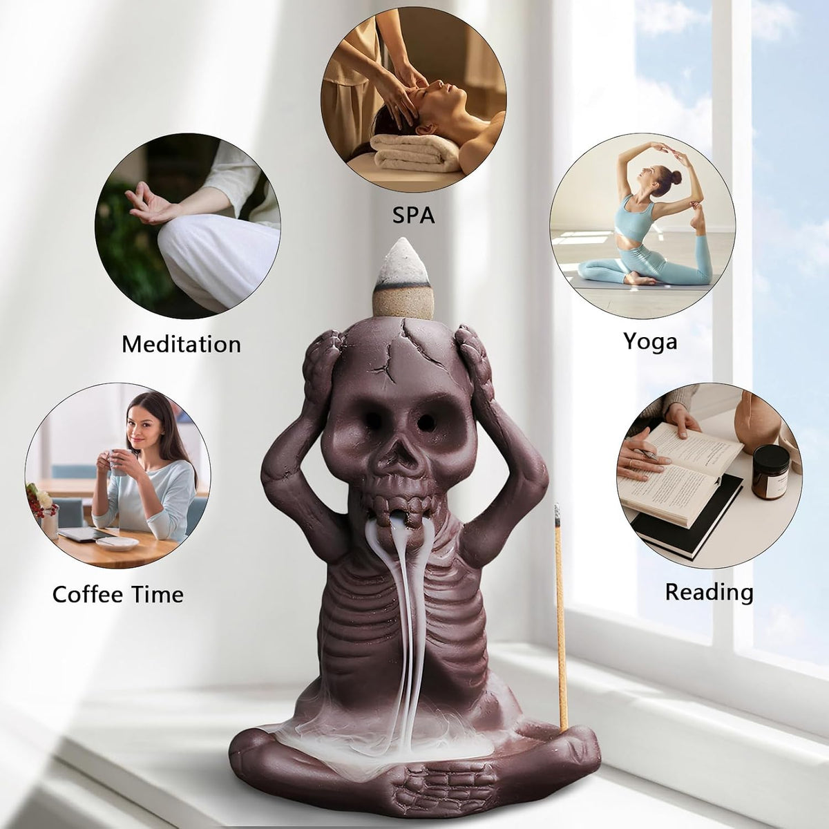 Skull Backflow Incense Burner - Ceramic