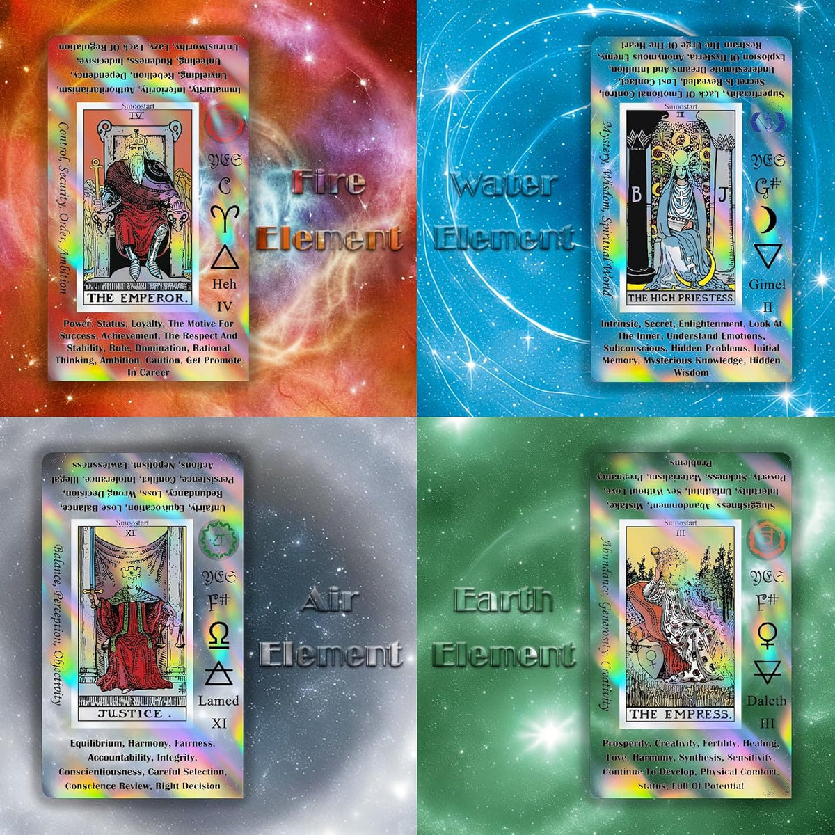 Holographic Tarot Deck - 78 Cards with Guidebook