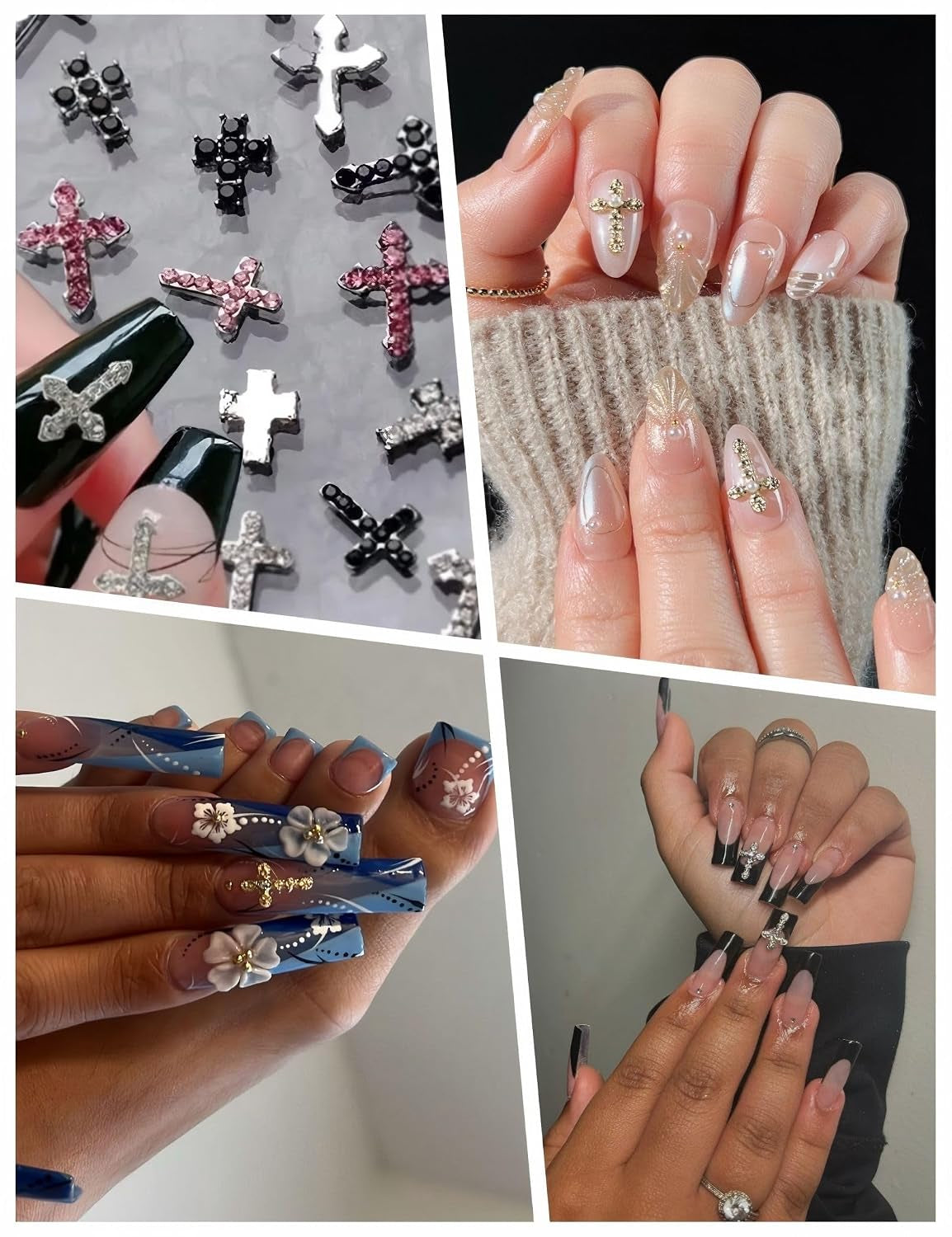 120 Piece 3D Metal Cross Nail Charms