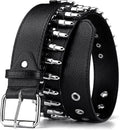 Black Leather Bullet Studded Punk Belt