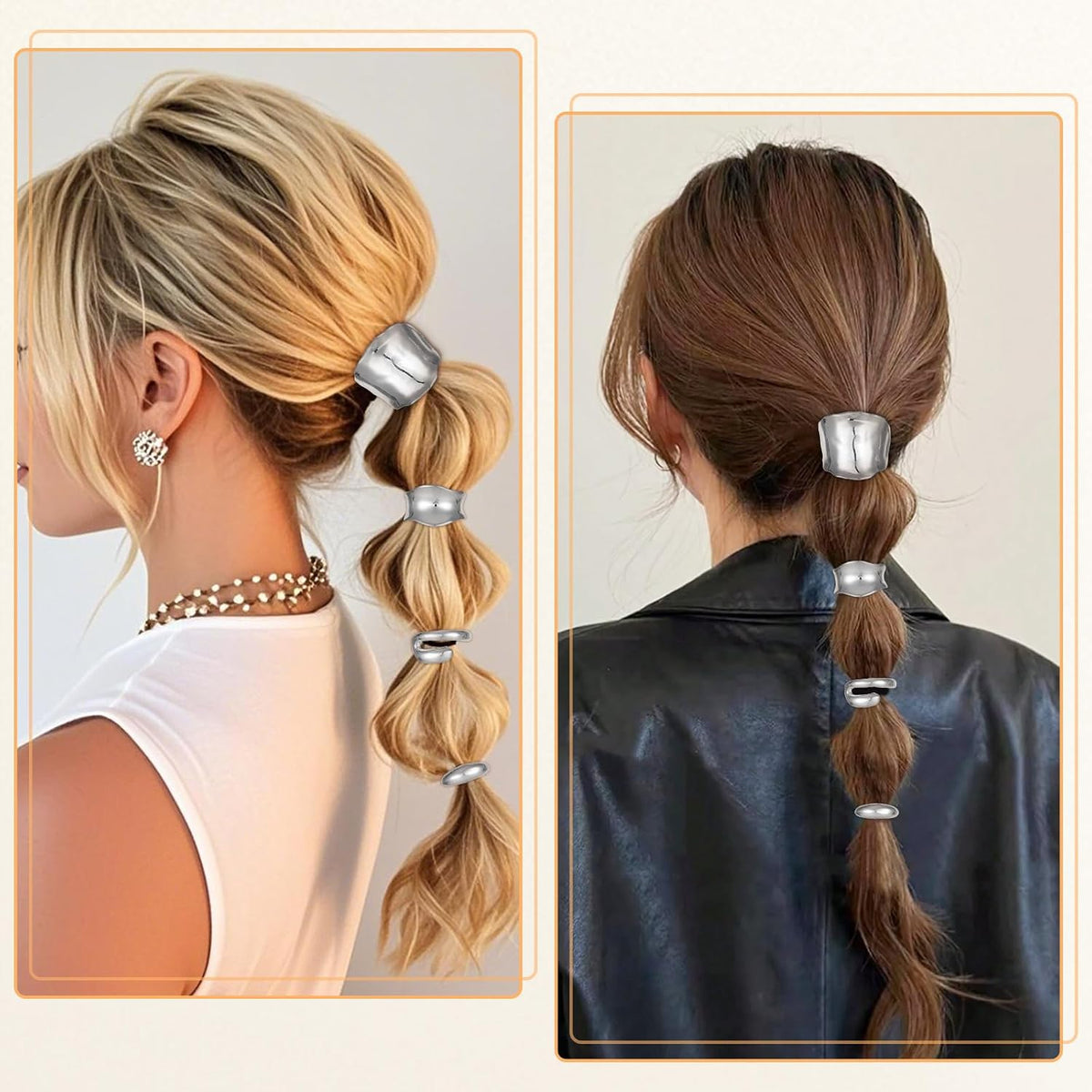 Silver Hair Cuffs - 4 Piece Set