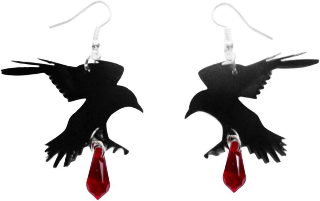 Gothic Raven Crystal Earrings