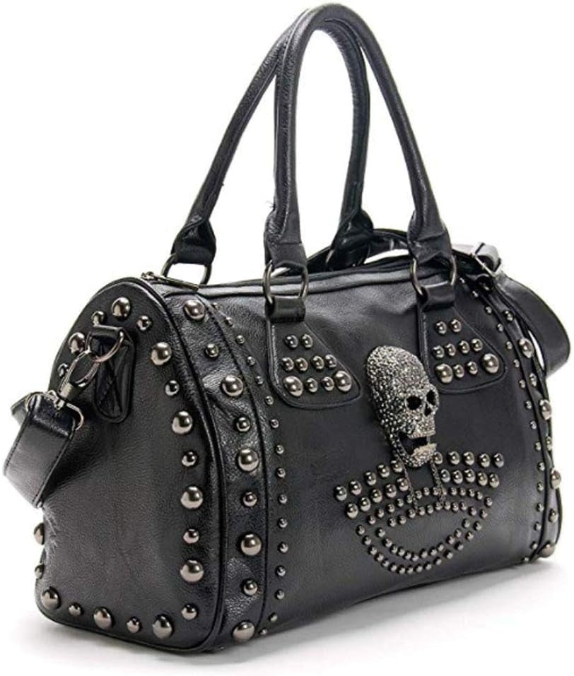 Gothic Skull Rivet Tote Satchel Bag