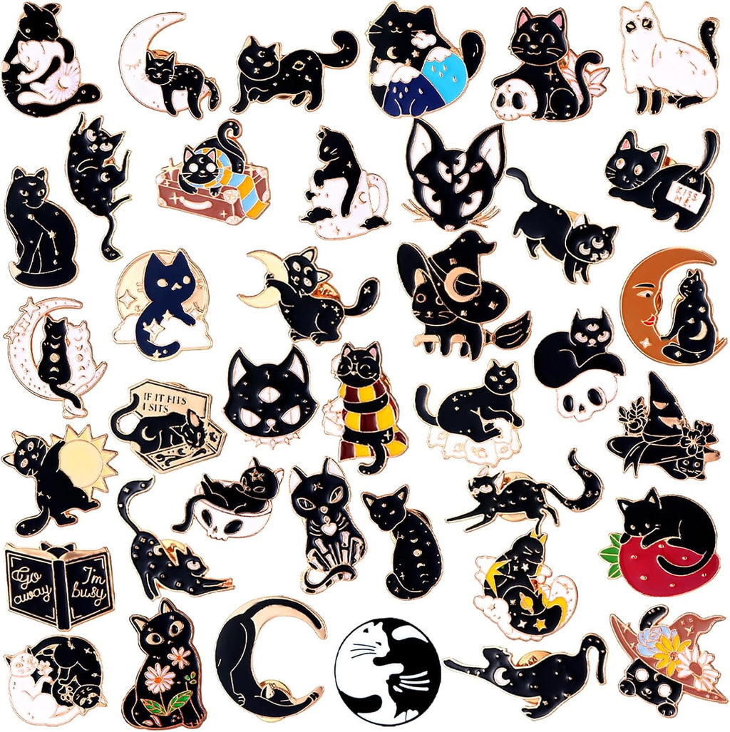 Black Cat Gothic Enamel Pin Set