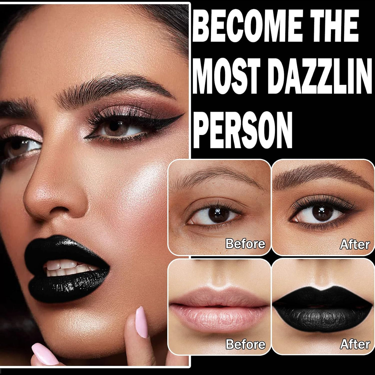 Matte Black Velvet Lipstick and Liner Set