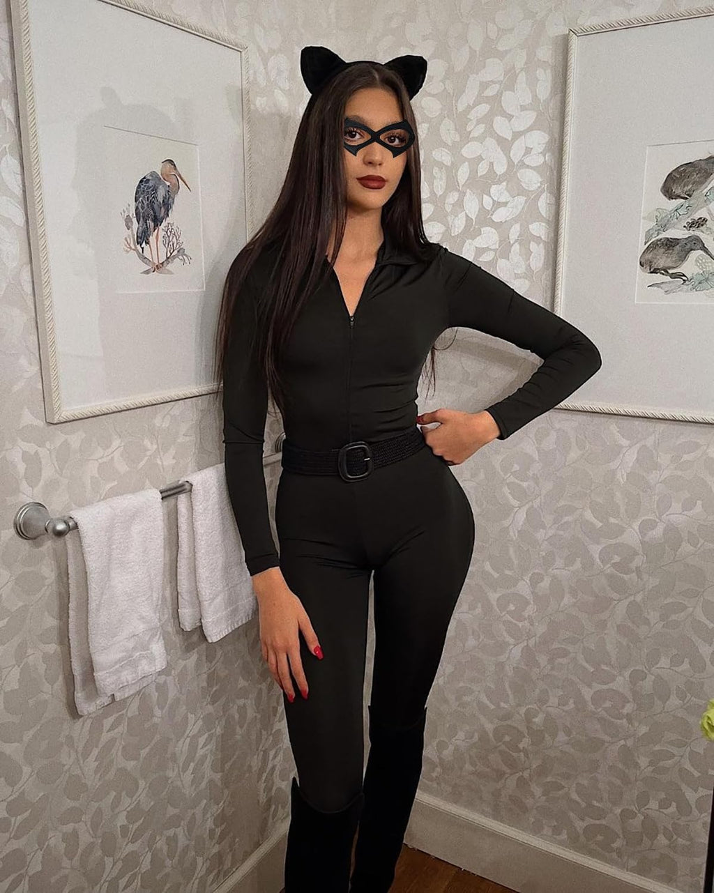 Black Cat Ears Headband and Masquerade Mask - 2 Pack