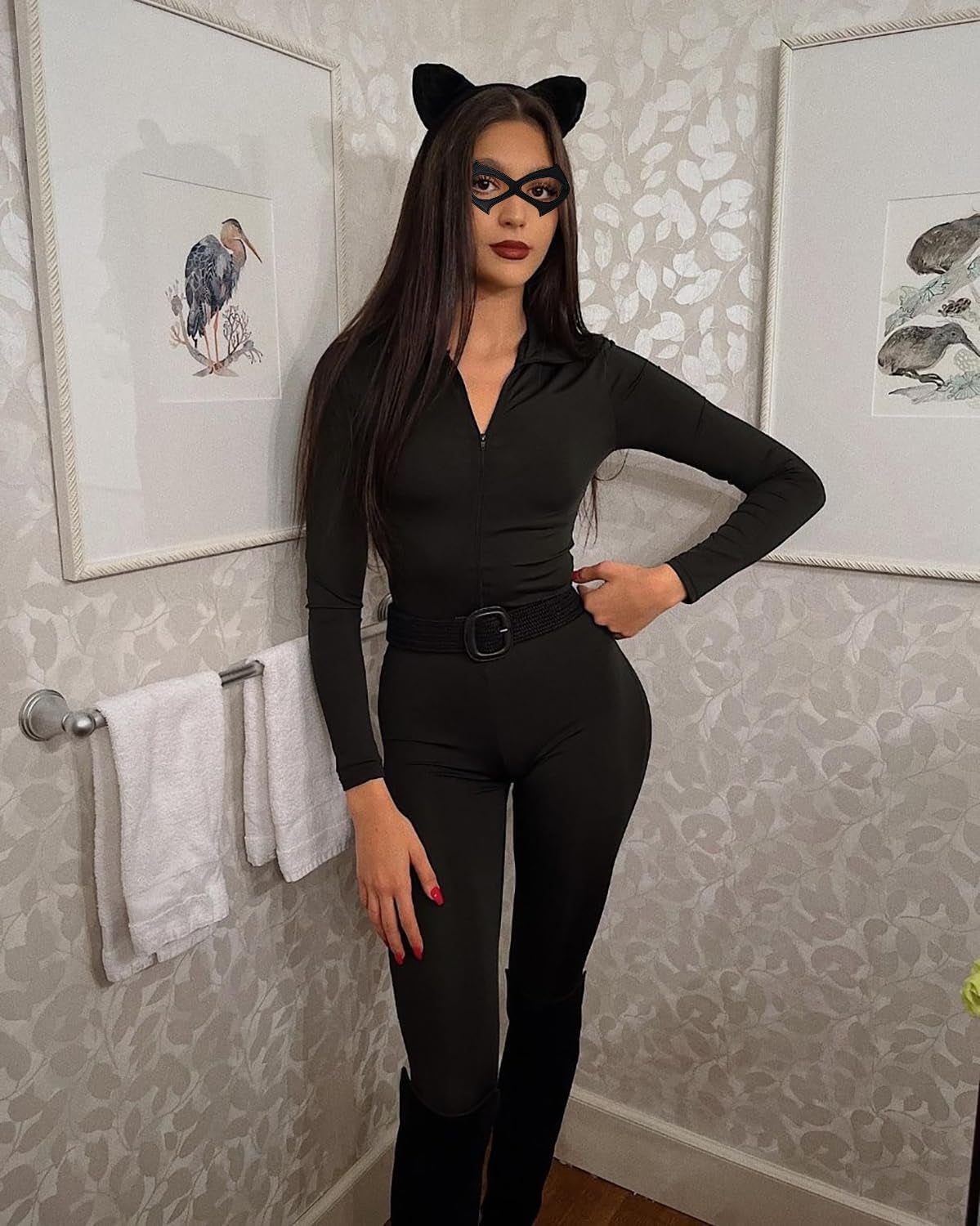 Black Cat Ears Headband and Masquerade Mask - 2 Pack